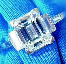 Load image into Gallery viewer, 1.30 carat Earth mined Emerald cut Diamond Art Deco Engagement Ring Antique Design Platinum Solitaire