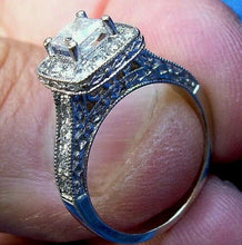 Load image into Gallery viewer, 1.3 carat Earth mined Diamond Deco Engagement Ring 14k White Gold Halo Setting