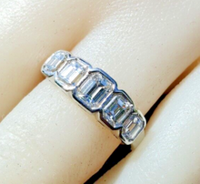 Load image into Gallery viewer, Elegant 2 carat Earth mined Diamond Deco Wedding Band Emerald Cut Platinum Engagement Ring size 5.75