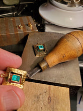 Load image into Gallery viewer, 2 Carat Earth mined Emerald Deco design Earrings Unique Vintage Style Dangles 14k Gold