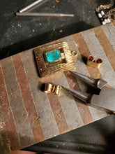 Load image into Gallery viewer, 2 Carat Earth mined Emerald Deco design Earrings Unique Vintage Style Dangles 14k Gold