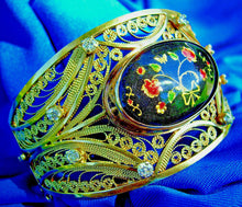 Load image into Gallery viewer, Elegant Earth mine Diamond Art Deco European Bracelet Cuff Filigree Bangle 14k Gold