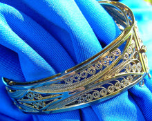 Load image into Gallery viewer, Elegant Earth mine Diamond Art Deco European Bracelet Cuff Filigree Bangle 14k Gold