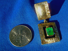 Load image into Gallery viewer, 2 Carat Earth mined Emerald Deco design Earrings Unique Vintage Style Dangles 14k Gold