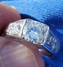 Load image into Gallery viewer, 1.53 Carat Earth Mined Diamond Art Deco Engagement Ring Antique Setting 14k White Gold Size 8.25