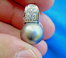 Load image into Gallery viewer, Genuine Diamond Black South Sea Pearl Pendant 14k Gold Deco Designer Charm
