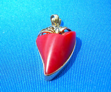 Load image into Gallery viewer, Salmon Red Mediterranean Coral Pendant Unique 18k Solid Gold Bezel Charm
