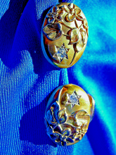 Load image into Gallery viewer, Earth mined Cushion cut Diamond Antique Deco Cuff links 10k Gold Art Nouveau Design
