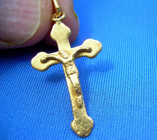 Load image into Gallery viewer, Antique Solid 18K Gold Cross Pendant Rare Find Unique Charm Roman Artifact
