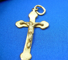Load image into Gallery viewer, Antique Solid 18K Gold Cross Pendant Rare Find Unique Charm Roman Artifact
