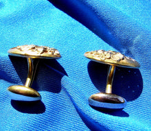 Load image into Gallery viewer, Earth mined Cushion cut Diamond Antique Deco Cuff links 10k Gold Art Nouveau Design
