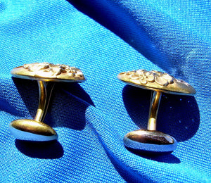 Earth mined Cushion cut Diamond Antique Deco Cuff links 10k Gold Art Nouveau Design