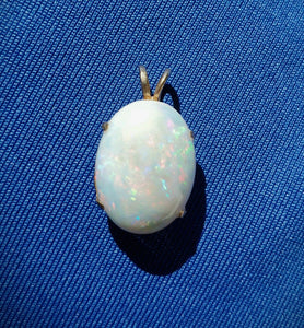 Earth mined Opal Deco Design Pendant 14k Gold Charm