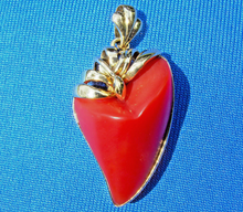 Load image into Gallery viewer, Salmon Red Mediterranean Coral Pendant Unique 18k Solid Gold Bezel Charm
