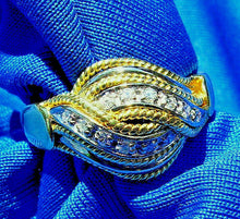 Load image into Gallery viewer, Vintage Damiani Diamond Ring Elegant Unique Deco Style 18k Gold Setting
