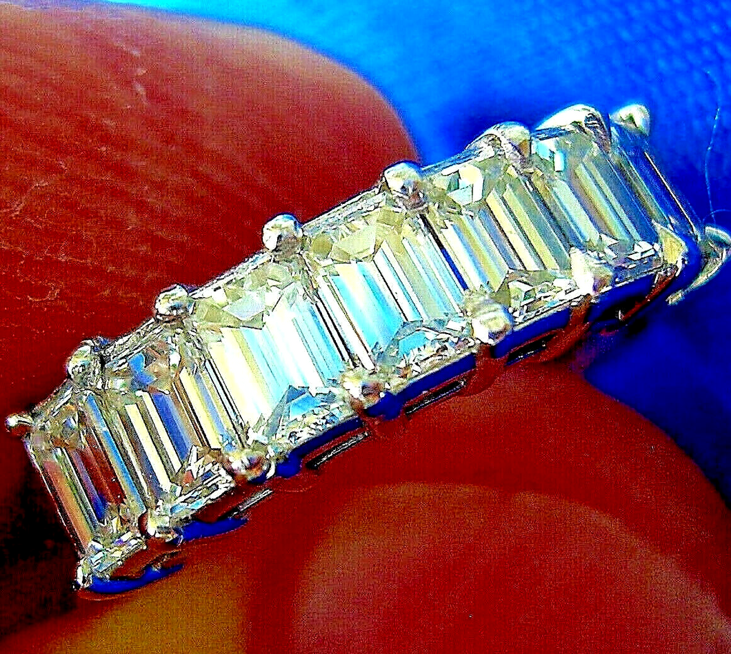 2 carat Earth mined Emerald cut Diamond Deco Wedding Band Vintage Design Platinum Ring