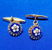 Load image into Gallery viewer, Elegant Unique Art Deco 14K Gold Cufflinks Rare Signed Antique Enamel Buttons
