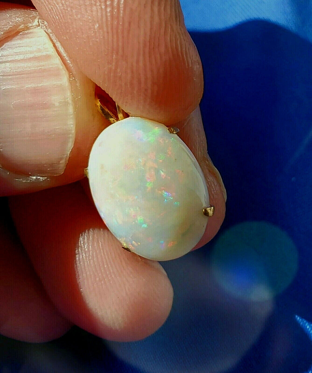 Earth mined Opal Deco Design Pendant 14k Gold Charm