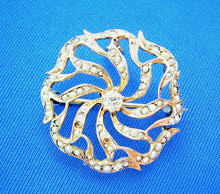 Load image into Gallery viewer, Genuine Diamond and pearl Antique Pendant Nouveau 14k Gold Floral Brooch
