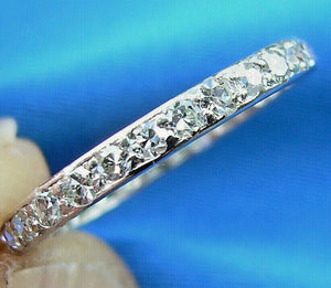 1 carat Earth mined Diamond Deco Wedding Band Antique Platinum Eternity Ring Size 6.25