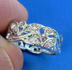 Earth mined Diamond Art Deco Wedding Band Antique Platinum Eternity Ring SIZE 5.75