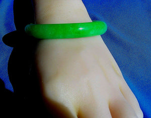 Earth Mined green Jade Antique Bangle Old Semi Translucent Bracelet