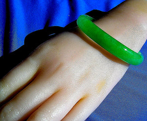 Earth Mined green Jade Antique Bangle Old Semi Translucent Bracelet