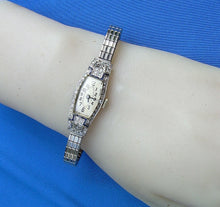 Load image into Gallery viewer, Earth mined Diamond Sapphire Deco Platinum Ladies Watch 1920s Vintage Design Case
