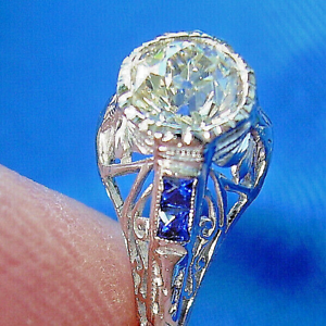 Earth mined European cut Diamond Art Deco Platinum Engagement Ring. Vintage Antique Natural Diamonds Solitaire