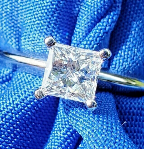 CERTIFIED 0.75 Diamond Princess cut Soiltaire Engagement Ring size 6.5