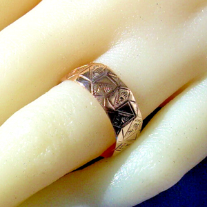 Unique Victorian Rose Gold Wedding Band Elegant Antique Anniversary Ring