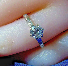 Load image into Gallery viewer, 1.03 carat Earth mine Diamond Deco Engagement Ring Vintage Solitaire 14k White Gold
