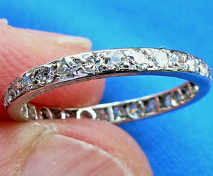 1 carat Earth mined Diamond Deco Wedding Band Antique Platinum Eternity Ring Size 6.25