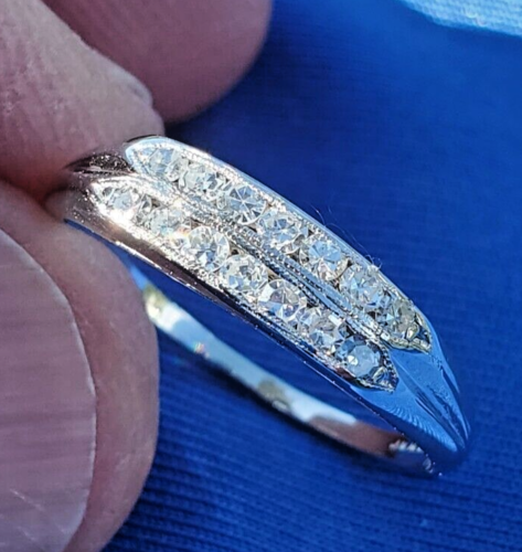 Earth Mined Diamond Wedding Band Double Row Victorian Antique Anniversary Ring
