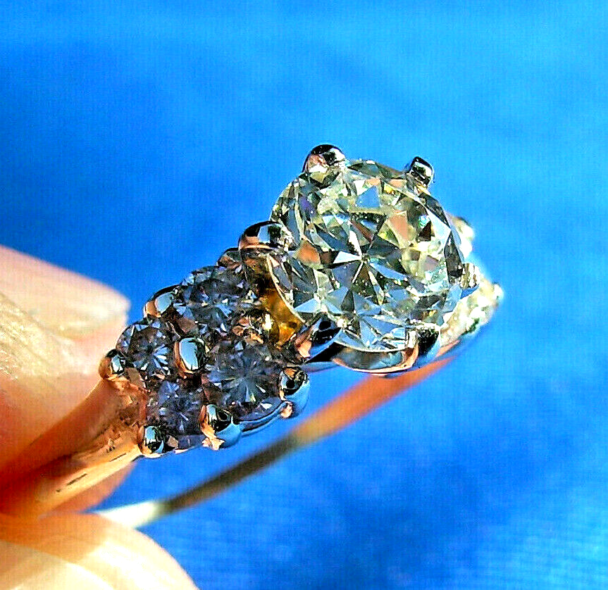 Earth Mined European cut Diamond Deco Engagement Ring Vintage Style Solitaire